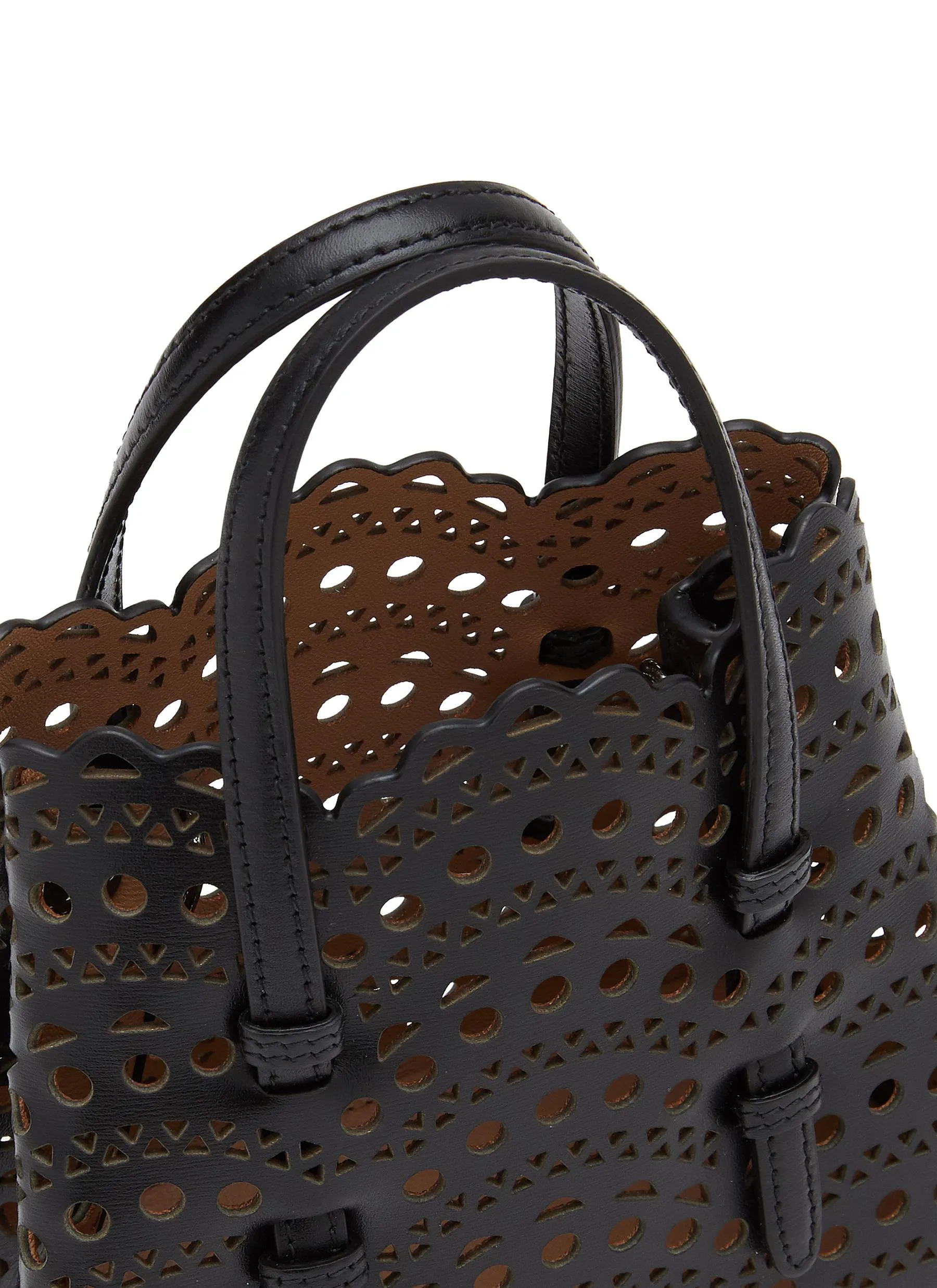 -----------ALAÏA  ---- ------------BLACK ----Mina 16 Perforated Leather Tote Bag --