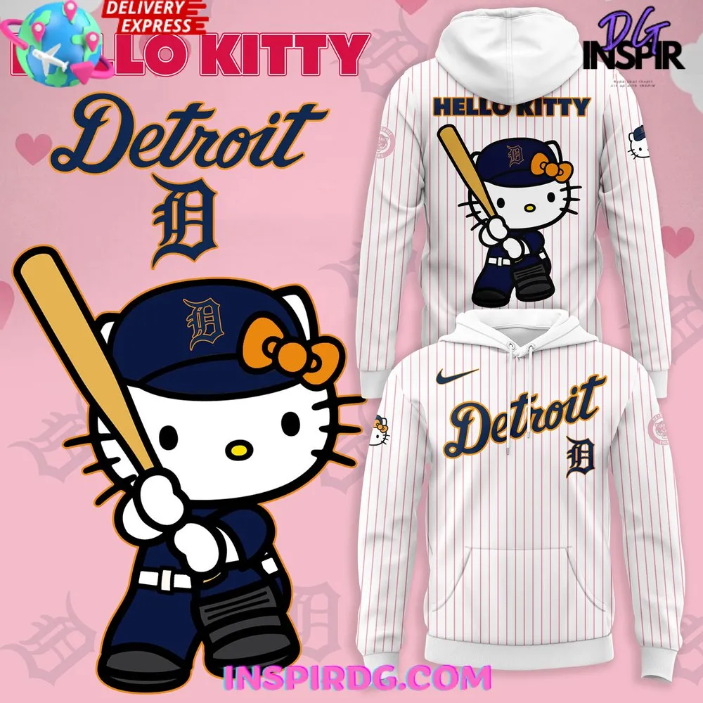 -Detroit Tigers x Hello Kitty 2024 Stripe Hoodie