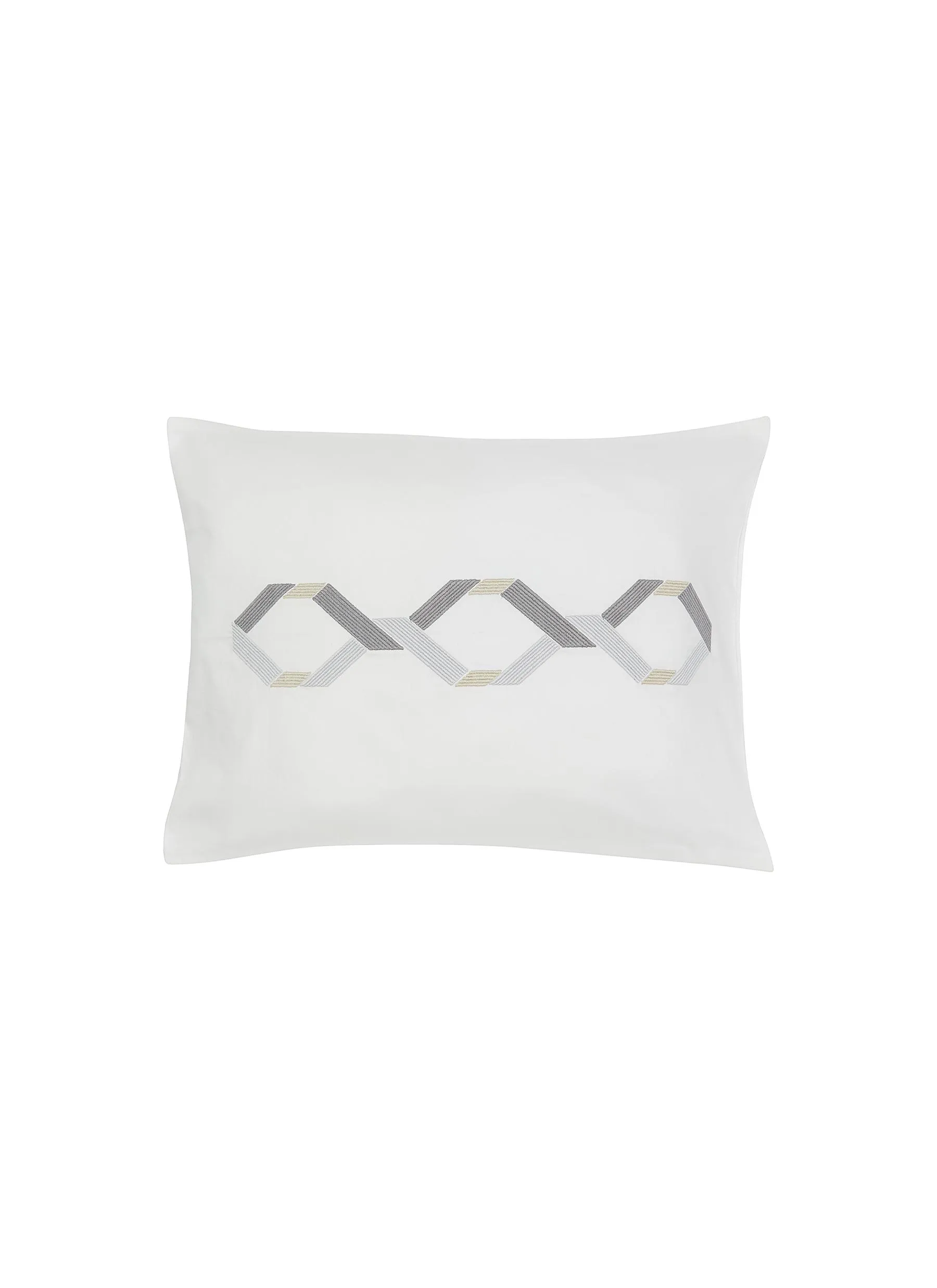 -----------FRETTE  ---- ------------ ----Continuity Embroidered Pillow Case — Grigio/Beige --