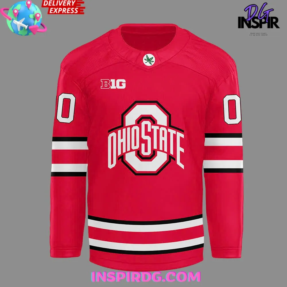 -Ohio State Buckeyes 2024 Red Hockey Jersey