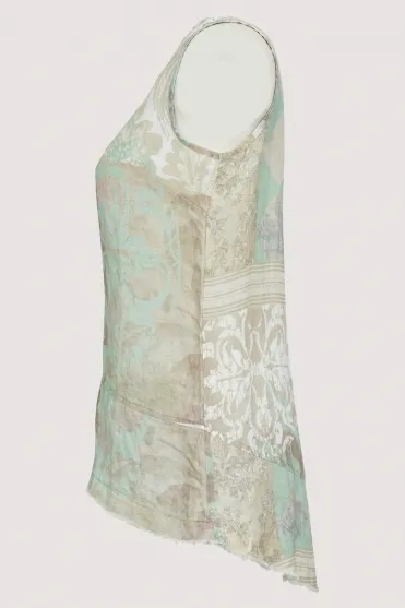 'Memories & Whispers' Sleeveless Top - Aqua Multi - 23680