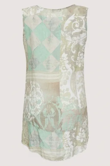 'Memories & Whispers' Sleeveless Top - Aqua Multi - 23680