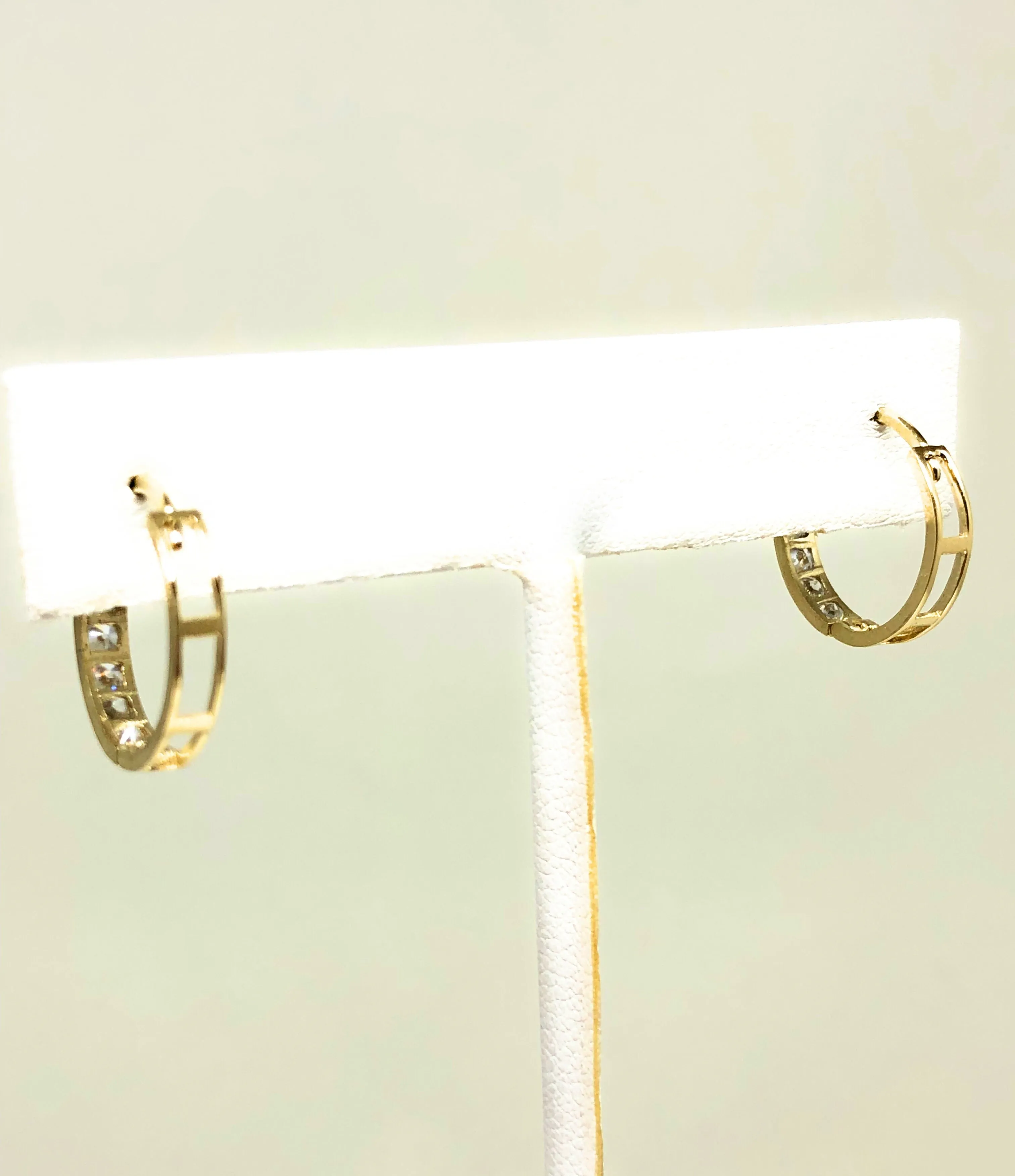 10k Solid Gold Cubic Zirconia Huggie Earrings