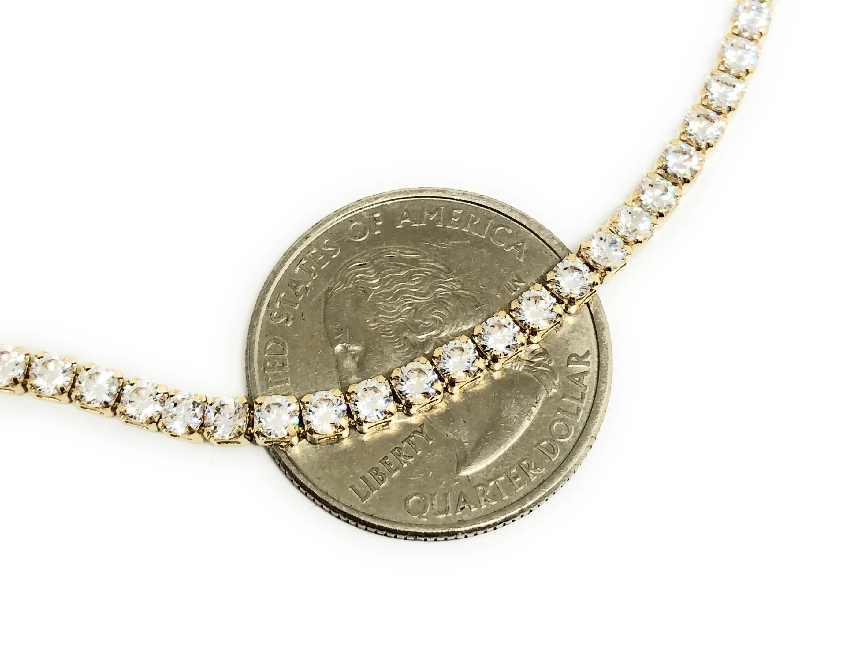 10k Solid Gold Tennis CZ Chain 18-22 inch 3mm