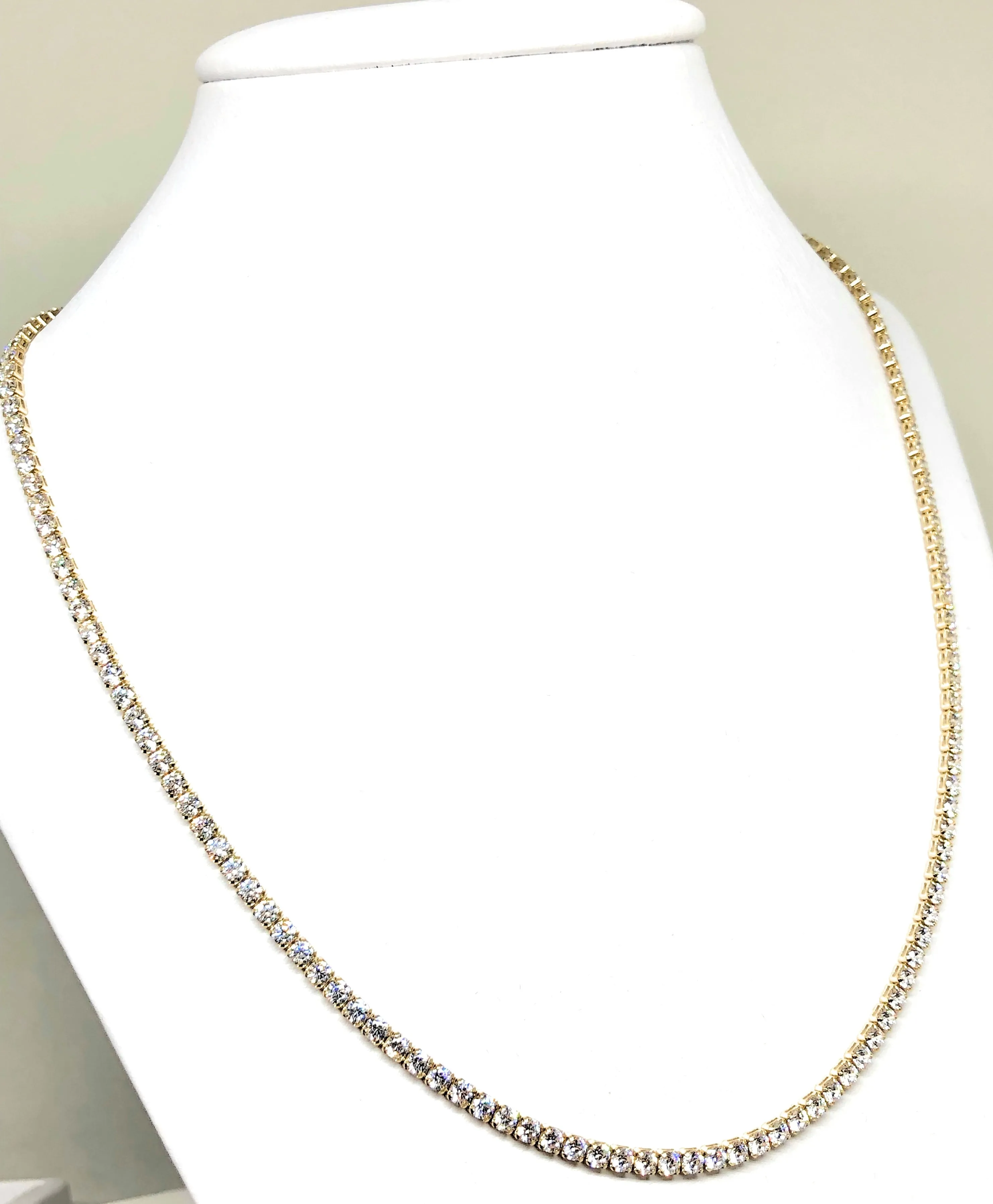 10k Solid Gold Tennis CZ Chain 18-22 inch 3mm