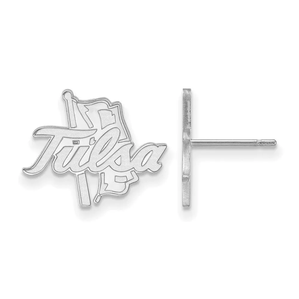 10k White Gold The University of Tulsa Small Post Earrings