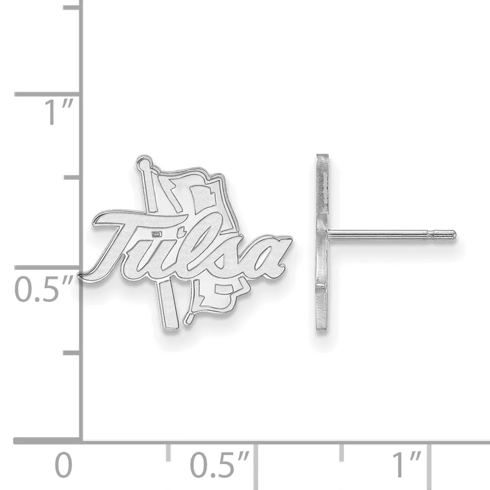 10k White Gold The University of Tulsa Small Post Earrings