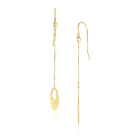 10k Yellow Gold Cutout Oval Chain Dangling Earrings-rx3696