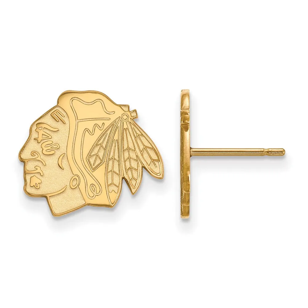 10k Yellow Gold NHL Chicago Blackhawks Small Post Earrings