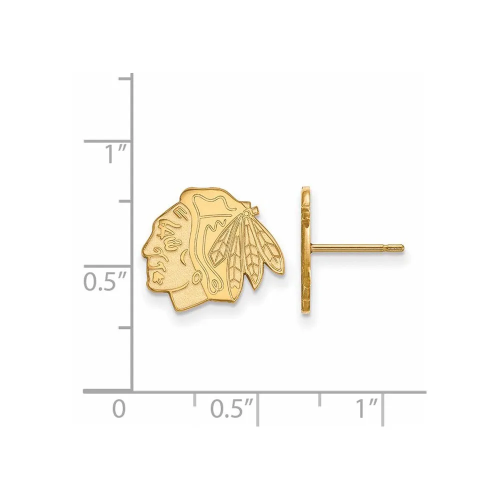 10k Yellow Gold NHL Chicago Blackhawks Small Post Earrings