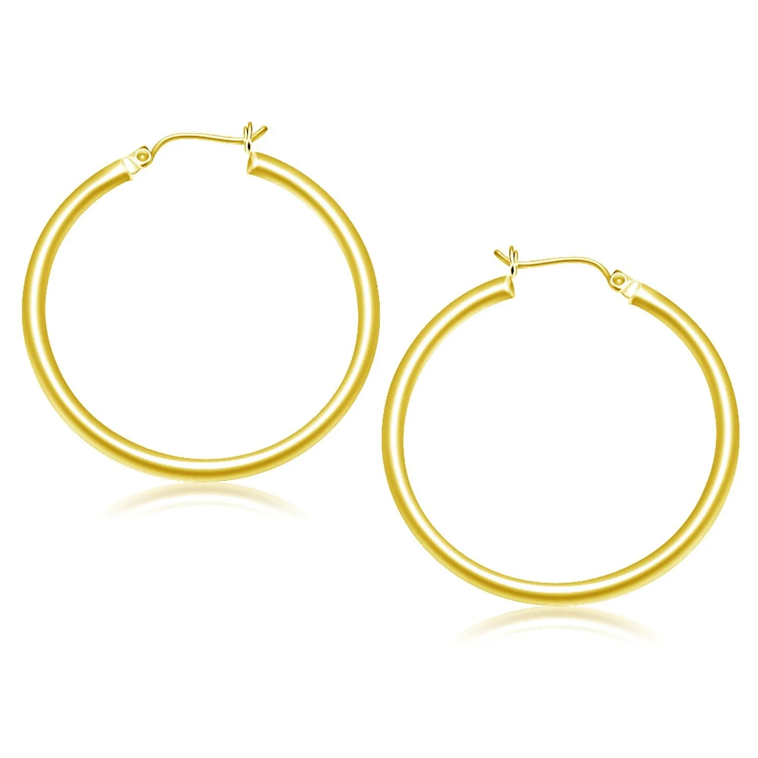 10k Yellow Gold Polished Hoop Earrings (40 mm)-rx80407