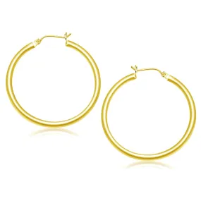 10k Yellow Gold Polished Hoop Earrings (40 mm)-rx80407