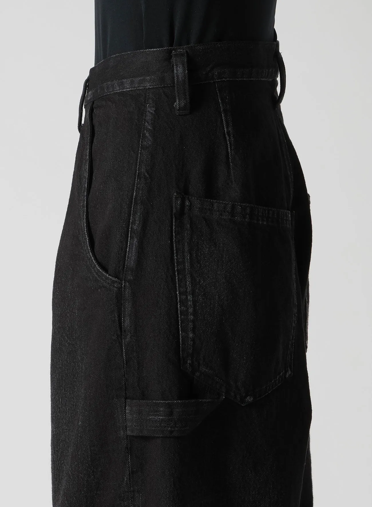 10OZ DENIM SINGLE-PLEATED WIDE LEG PANTS