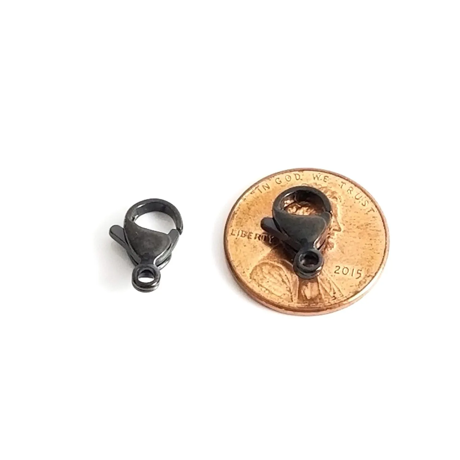 13mm Black Lobster Clasps, Stainless Steel, Lot Size 100 Clasps