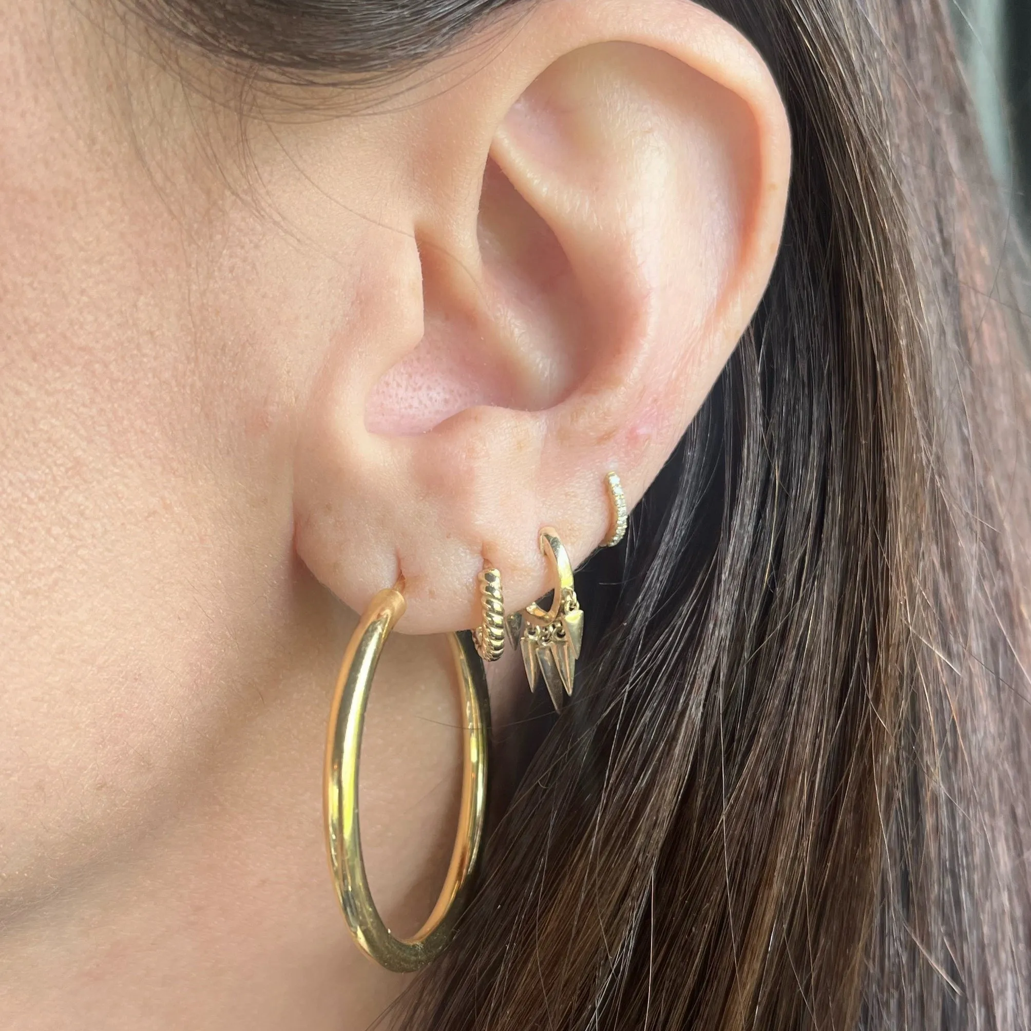 14K Gold Chandelier Huggie Earrings