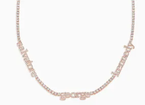 14K Gold Custom Nameplate Tennis Necklace