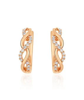 14K Rose Gold Diamond Twist Hoop Earrings