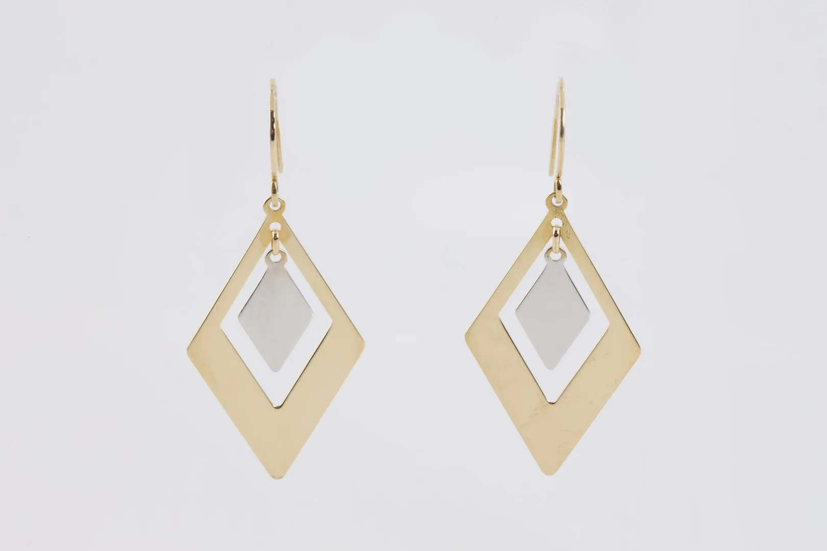 14k Two-Tone Gold Dangle Earrings (2.75g.)