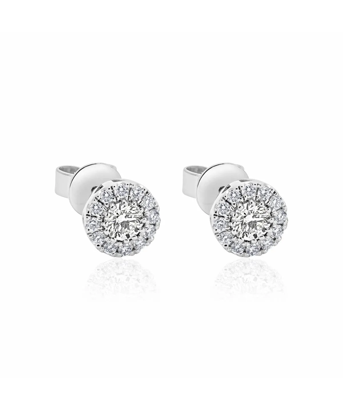 14K White Gold Diamond Halo Stud Earrings