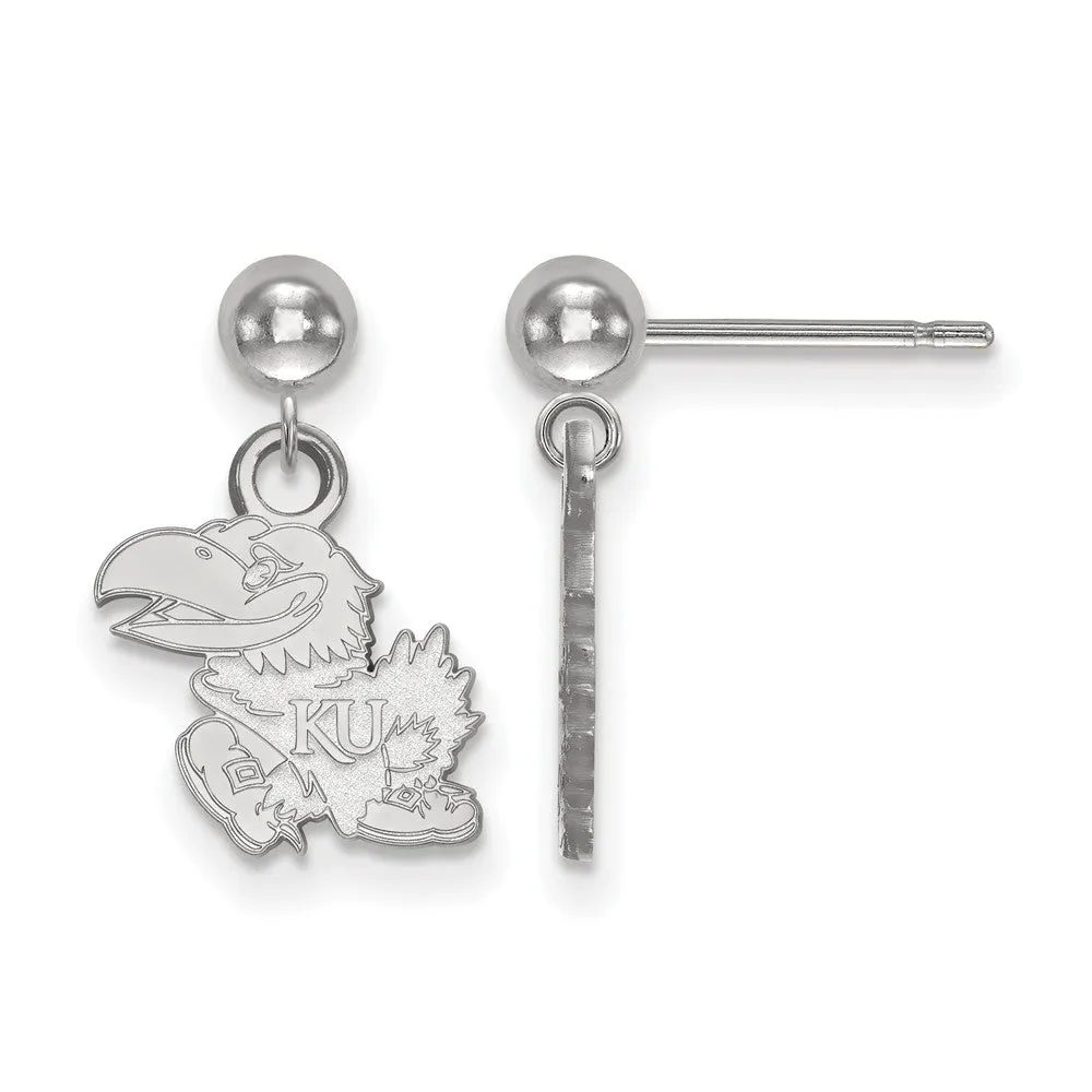 14k White Gold University of Kansas Ball Dangle Earrings