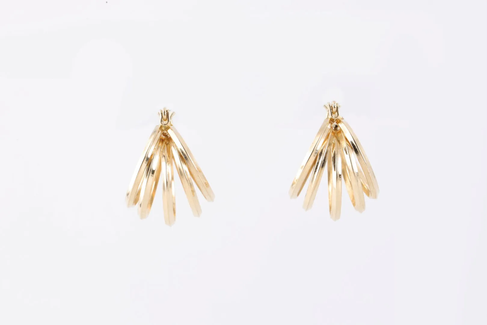 14k Yellow Gold Fanned Hoop Earrings (3.49g.)