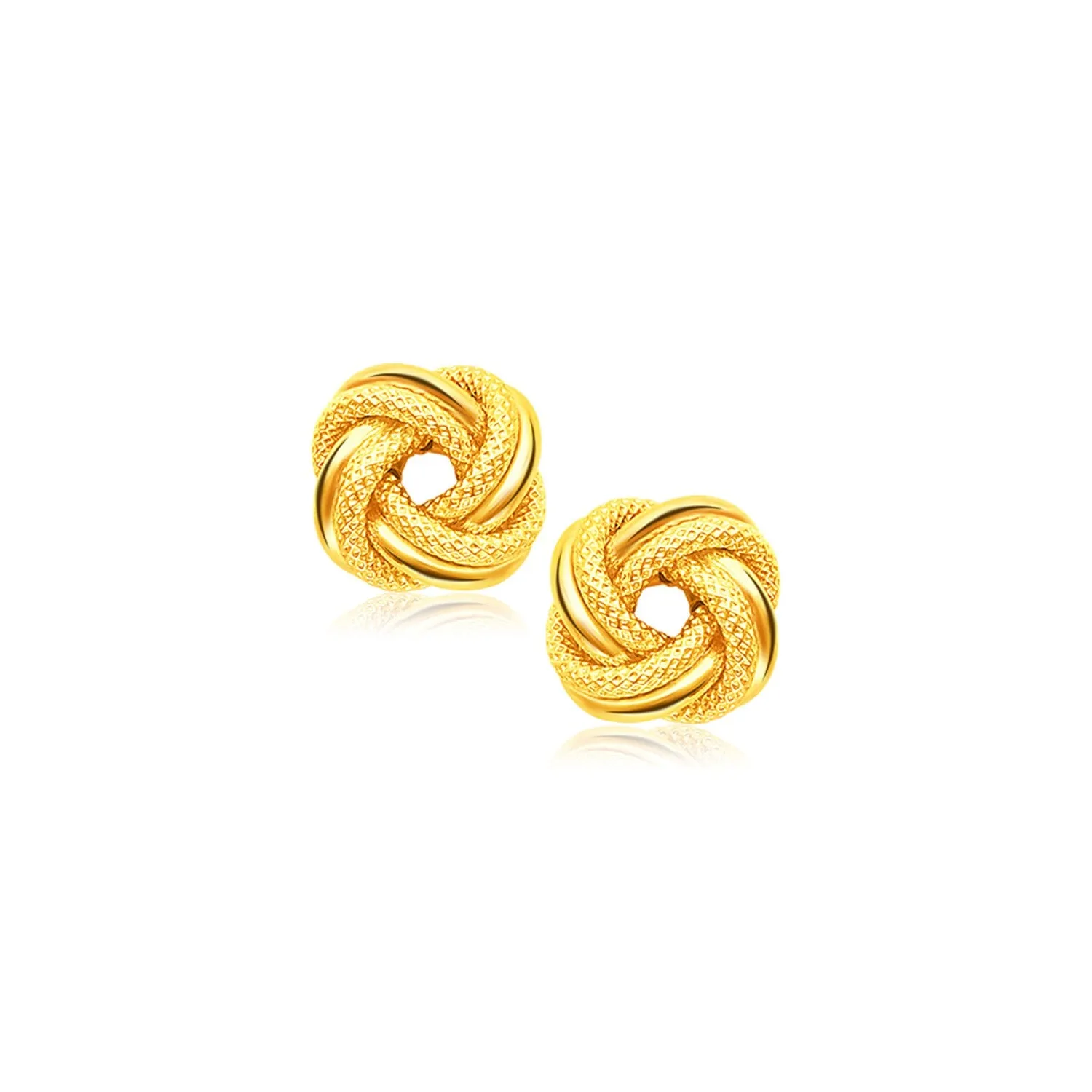 14k Yellow Gold Intertwined Love Knot Stud Earrings-rx68015