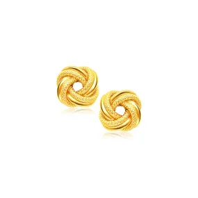 14k Yellow Gold Intertwined Love Knot Stud Earrings-rx68015