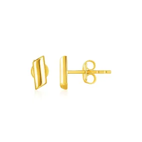 14k Yellow Gold Polished Rectangular Post Earrings-rx65357