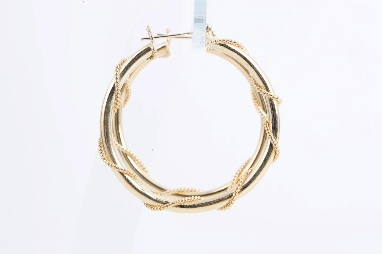 14k Yellow Gold Rope Design Hoop Earrings (12.42g.)