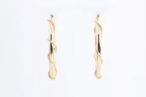 14k Yellow Gold Rope Design Hoop Earrings (12.42g.)