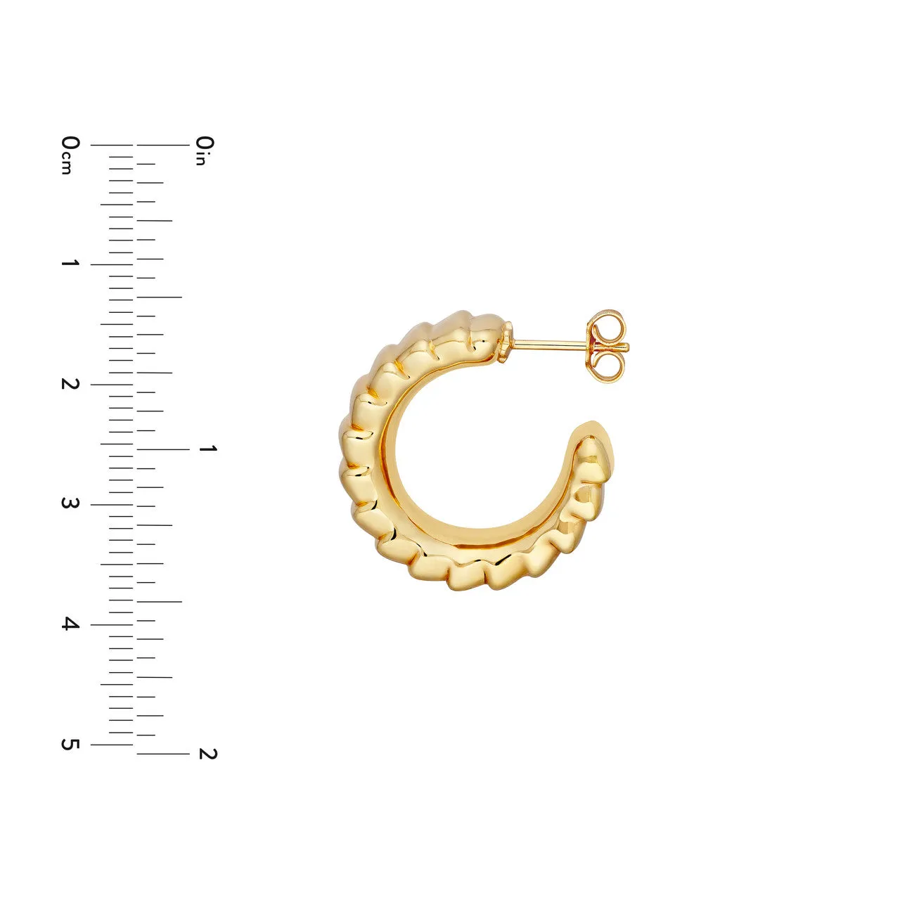 14kt Gold Puff Corrugated Open Hoop Earrings