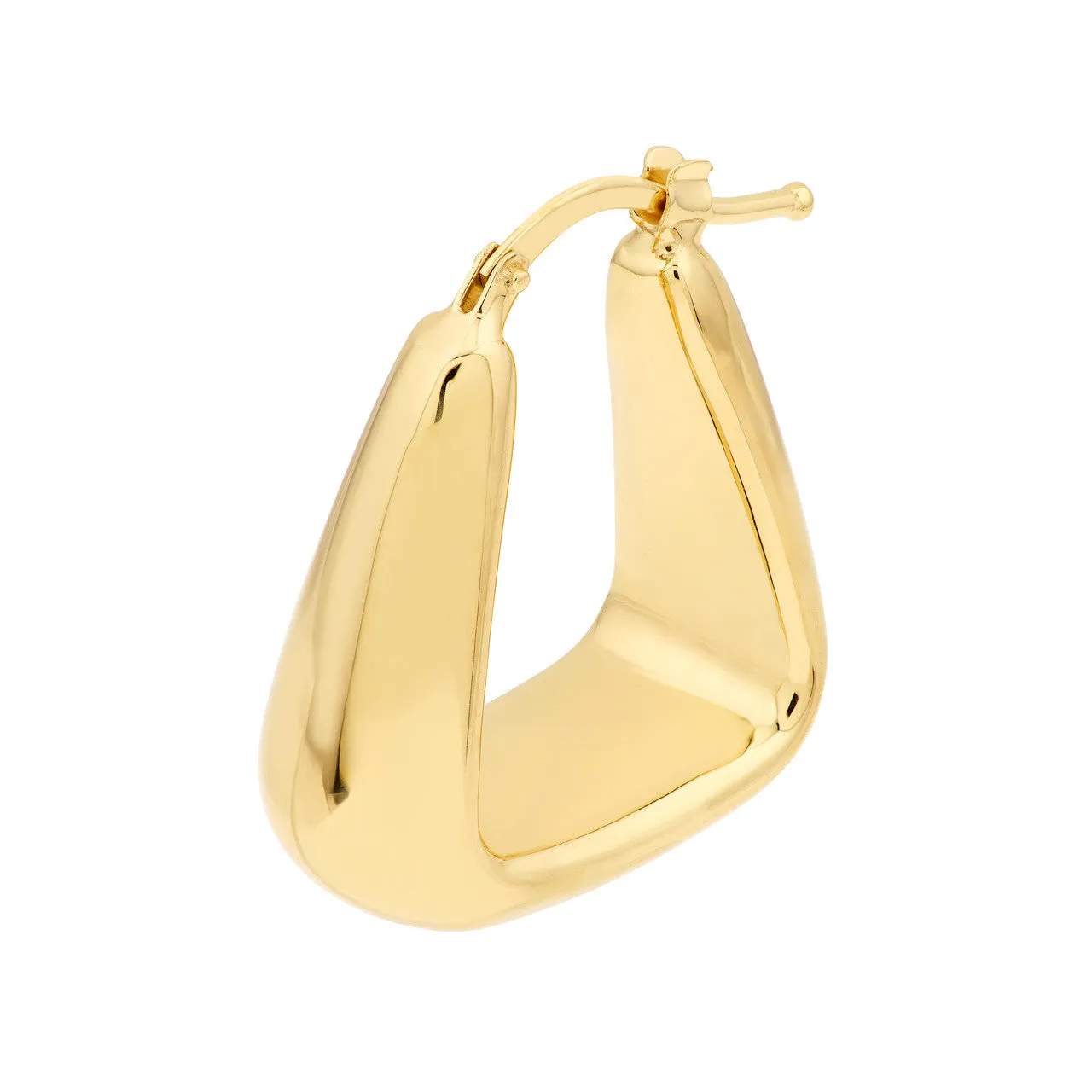 14kt Gold Puff Tapered Squared Off Hoop Earrings