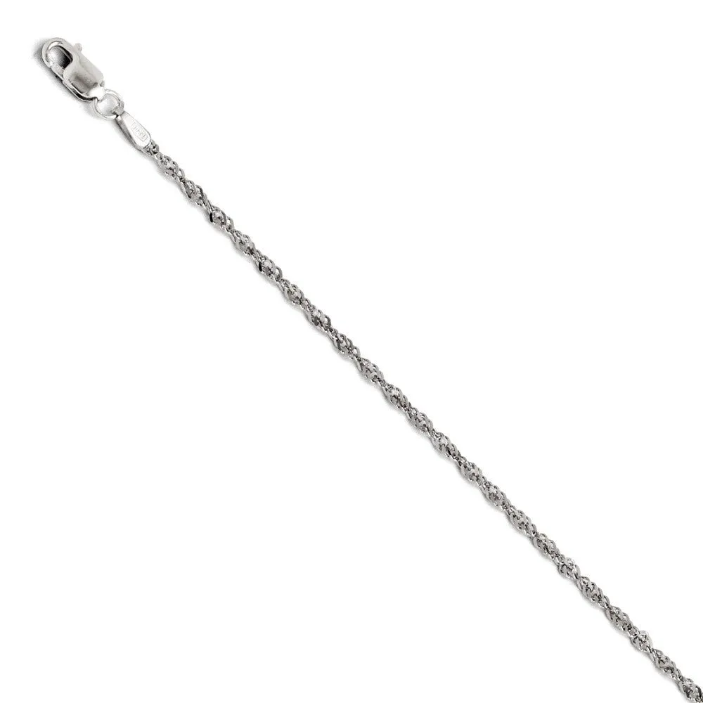 1.6mm 14k White Gold Diamond Cut Singapore Chain Bracelet & Anklet