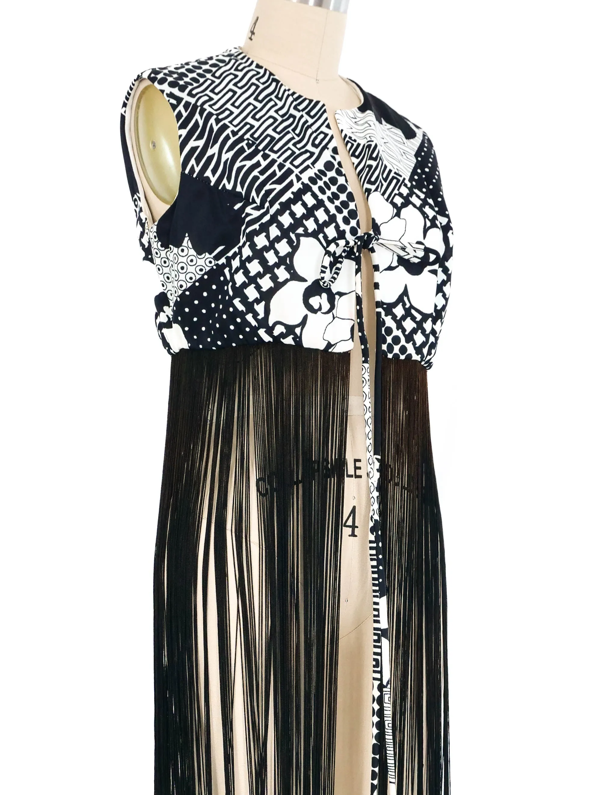 1970s Printed Fringed Vest