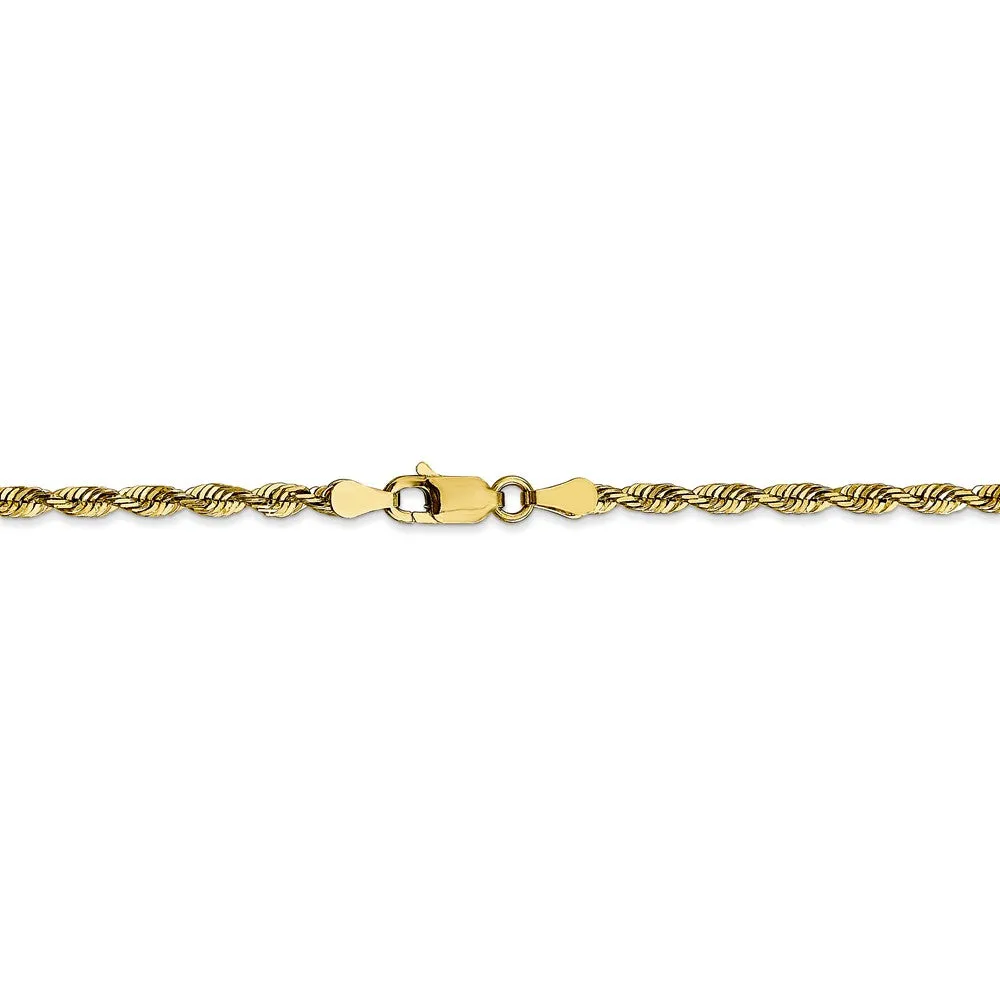 2.8mm 10k Yellow Gold Diamond-Cut Solid Rope Chain Bracelet