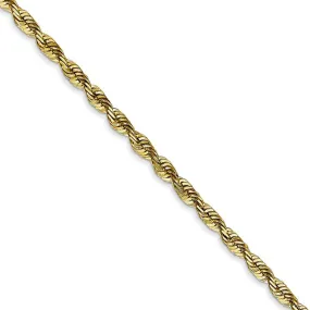 2.8mm 10k Yellow Gold Diamond-Cut Solid Rope Chain Bracelet