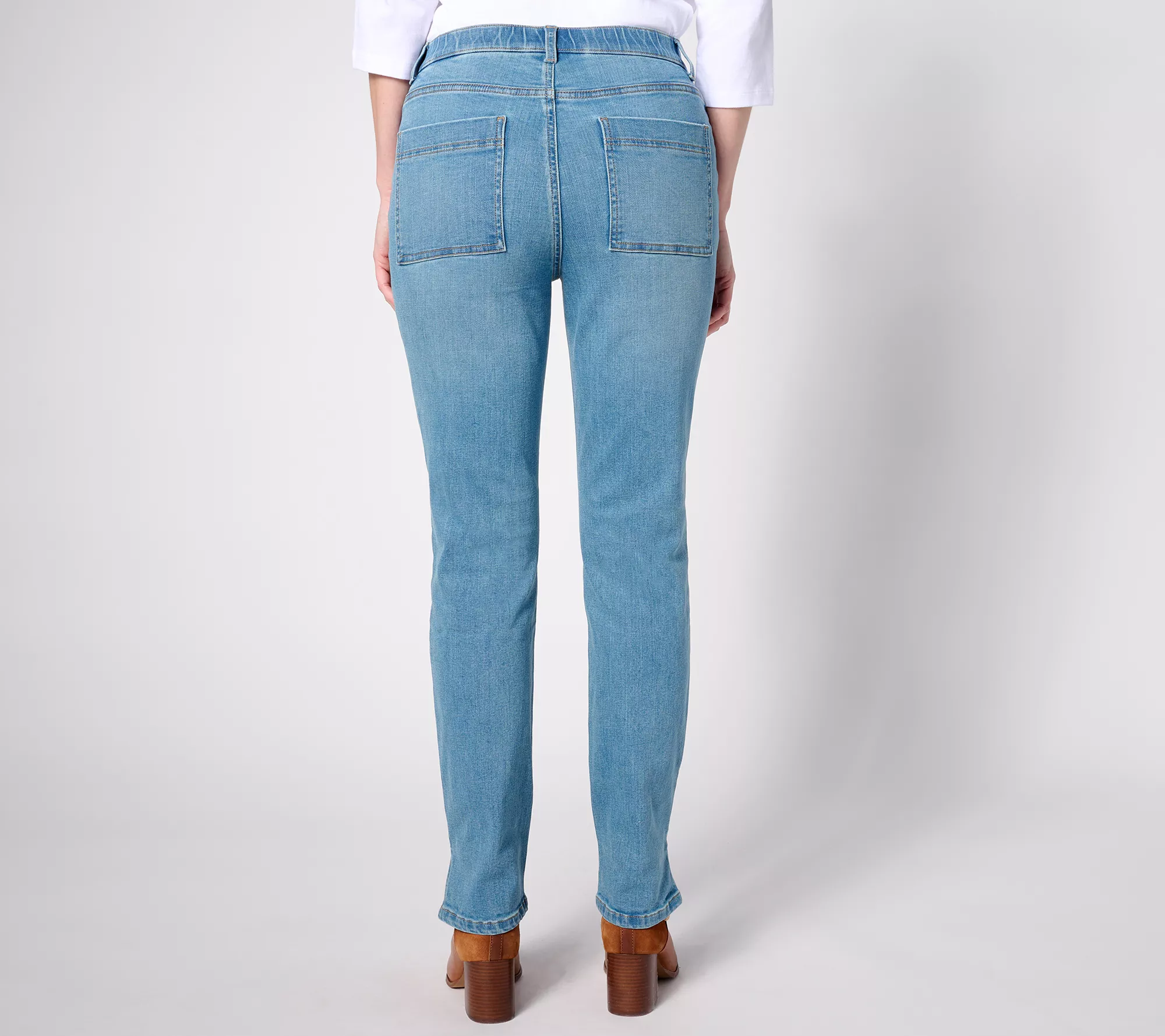 "As Is" Denim & Co. Tall Easy Stretch Utility Back Pocket Jeans