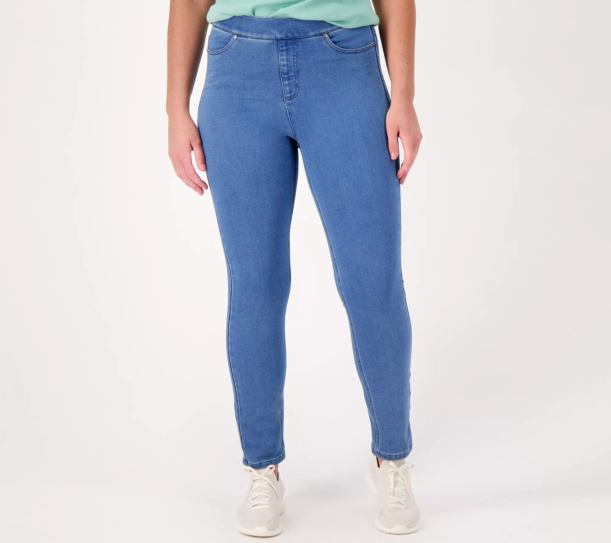 "As Is" Isaac Mizrahi Live Divine Denim Petite Pull On Slim Leg Jeans