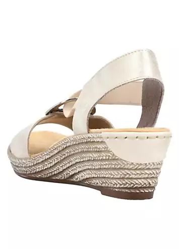 624H6 Ladies Beige Elasticated Sandals by Rieker | Look Again