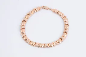 7 14k Rose Gold XO Heart Link Bracelet (4.73g.)