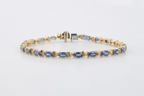 7 14k Yellow Gold 7.00tcw Sapphire 0.25tcw Diamond Bracelet (10.31g.)