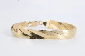 7 14k Yellow Gold Interwoven Herringbone Chain Bracelet (8.72g.)
