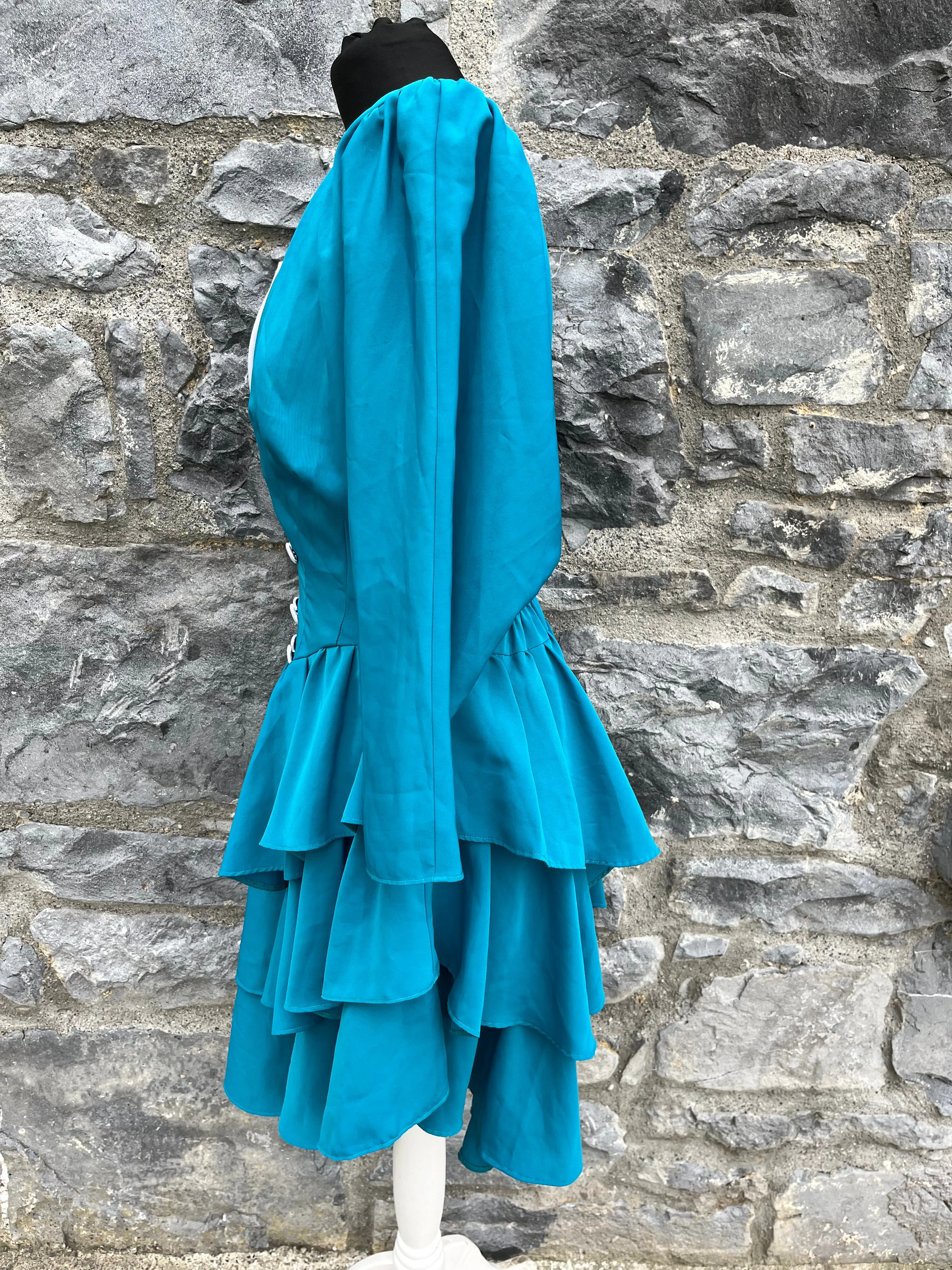 80s teal tiered tunic uk 10-12