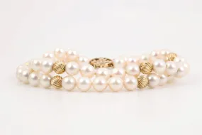 8.5 14k Yellow Gold Pearl & Gold Bead Bracelet (24.84g.)