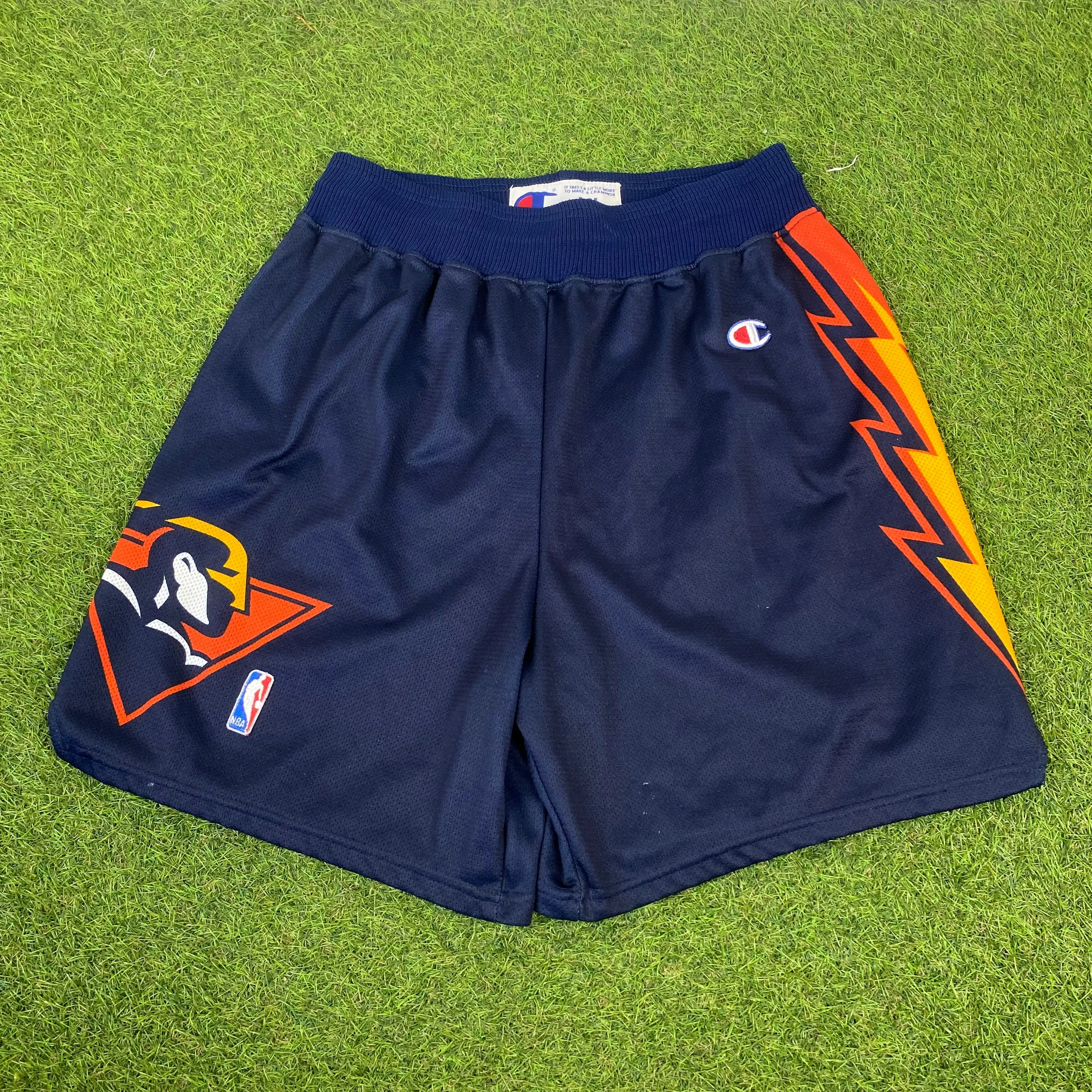 90s Champion Golden State Warriors Basketball Shorts Blue XL