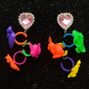 90's Lisa Frank Ring Charm Earrings