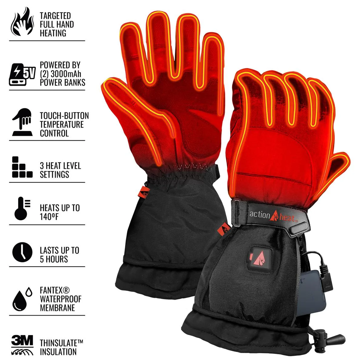 ActionHeat 5V Women's Battery Heated Snow Gloves