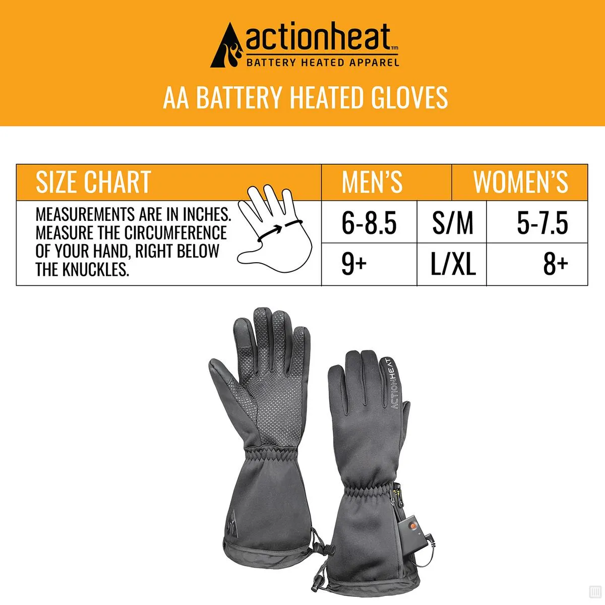 ActionHeat AA Battery-Powered Touch-Screen-Capable Heated Gloves for Men