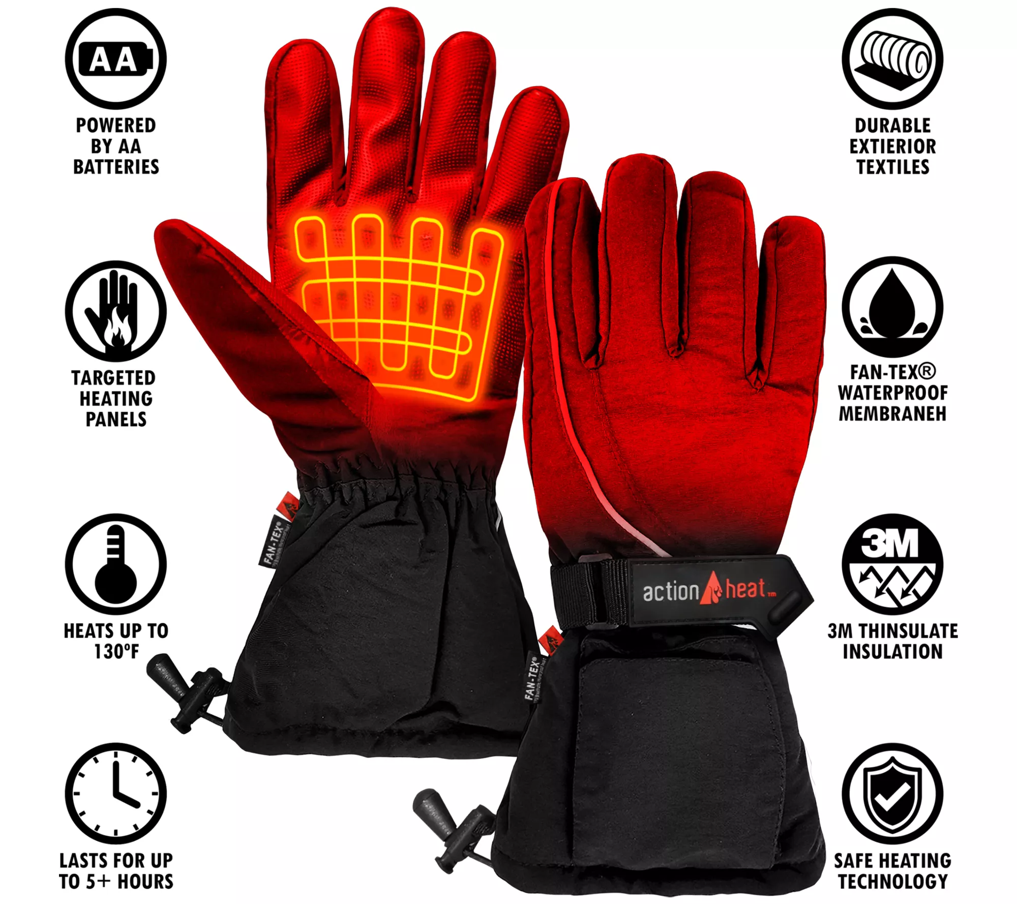 ActionHeat Men's AA Battery Heated Snow Gloves