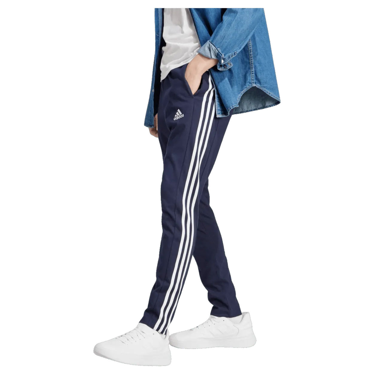 Adidas 3-Stripes Essentials Single Jersey Tapered Open Hem Trousers